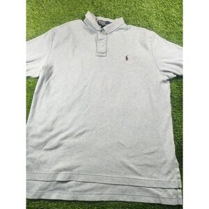 Vintage Polo By Ralph Lauren Polo Shirt Mens L Gray Short Sleeve Cotton Pony